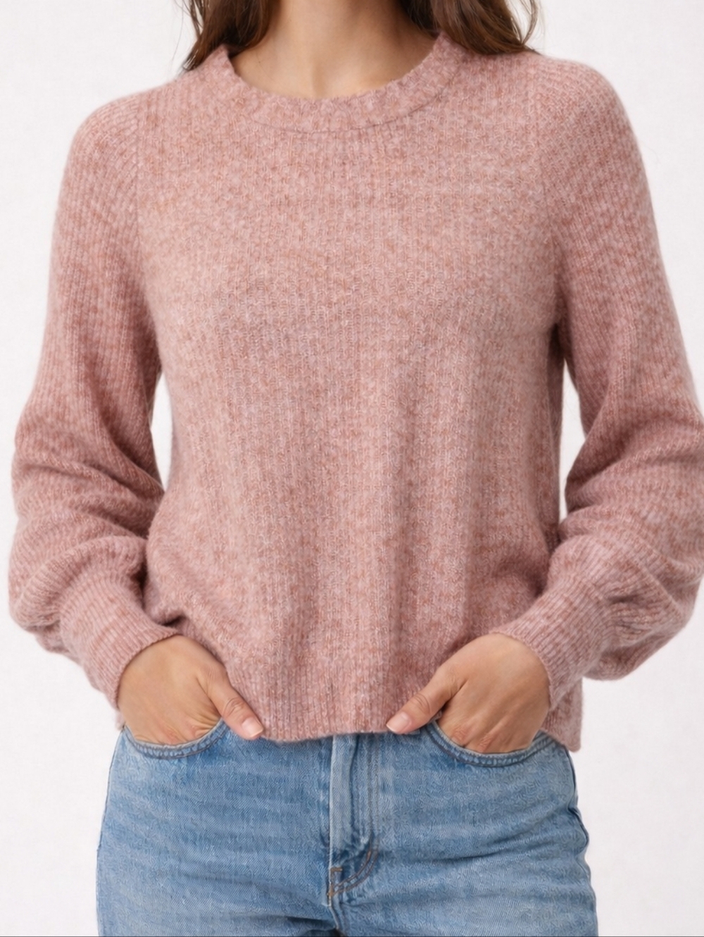 Market & Spruce Dusty Rose Ribbed Crewneck Sweater